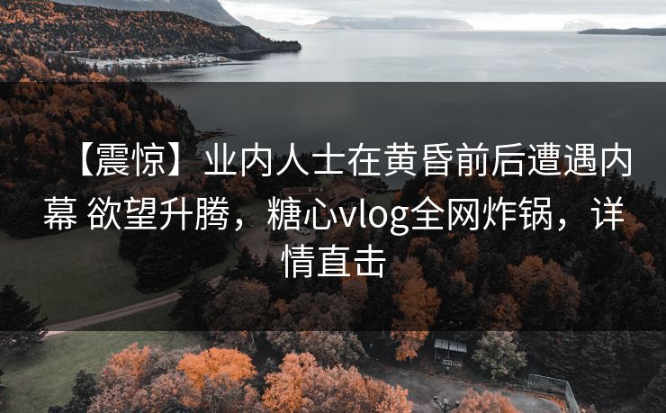【震惊】业内人士在黄昏前后遭遇内幕 欲望升腾,糖心vlog全网炸锅,详情直击 【震惊】业内人士在黄昏前后遭遇内幕 欲望升腾,糖心vlog全网炸锅,详情直击