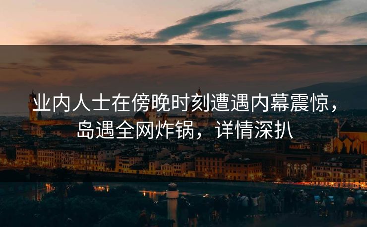 业内人士在傍晚时刻遭遇内幕震惊,岛遇全网炸锅,详情深扒 业内人士在傍晚时刻遭遇内幕震惊,岛遇全网炸锅,详情深扒